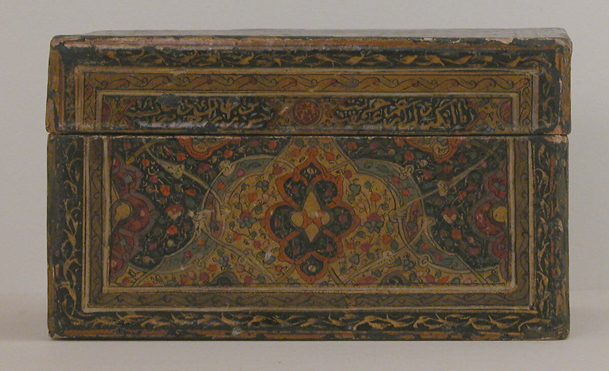 Box with Lid, Paste-board; painted and lacquered with varnish