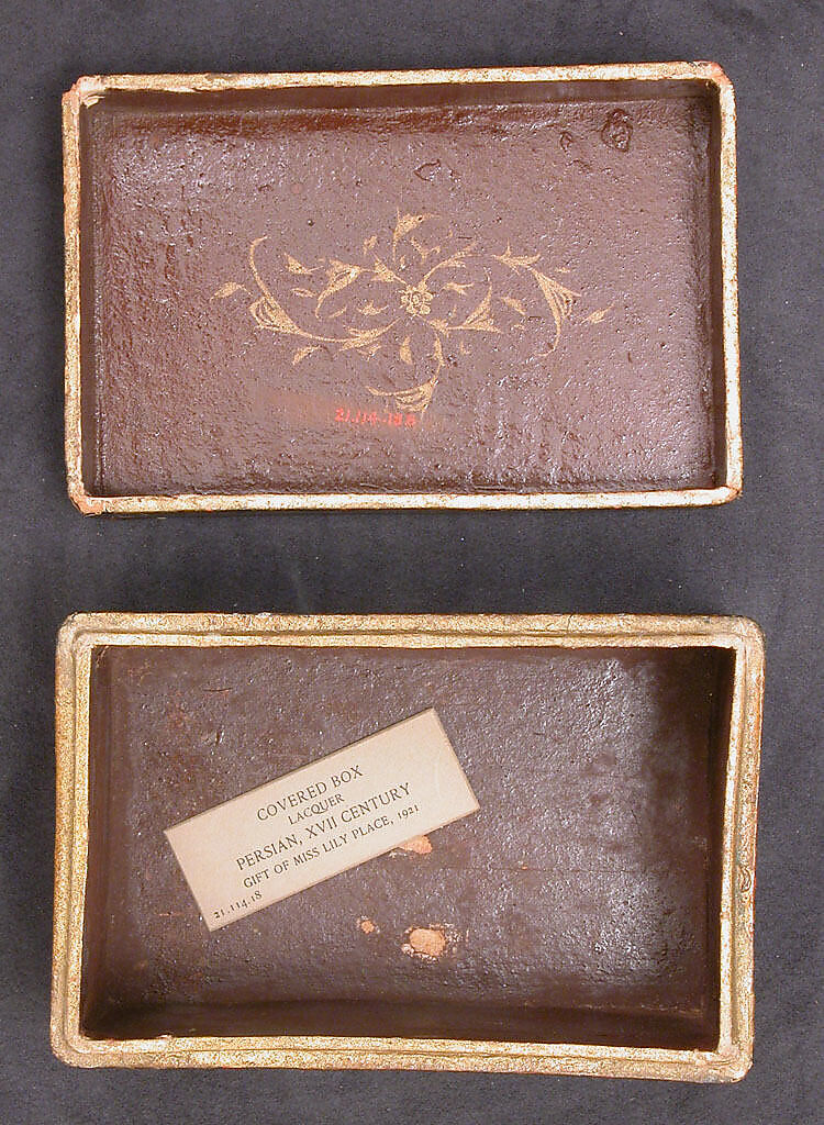 Box with Lid, Paste-board; painted and lacquered with varnish