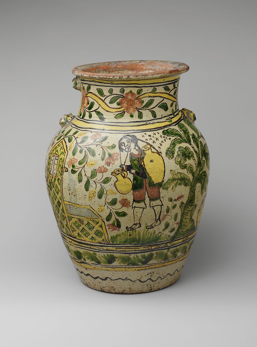 Jar, Tin-glazed earthenware, Mexican