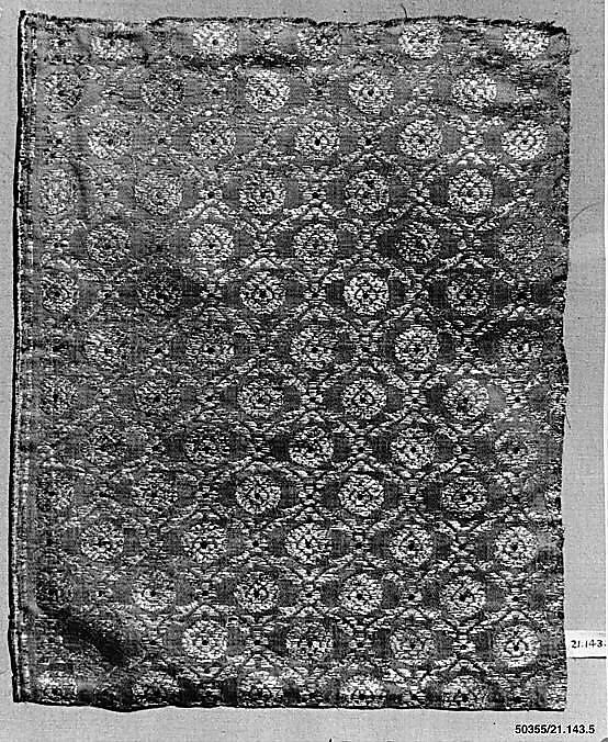 Brocade, Silk, cotton, and metal wrapped thread; brocaded