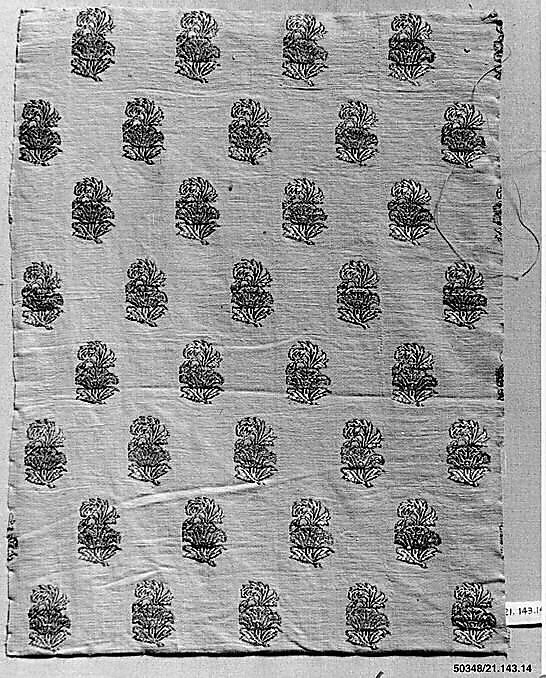 Brocade, Cotton, silk, metal wrapped thread; brocaded