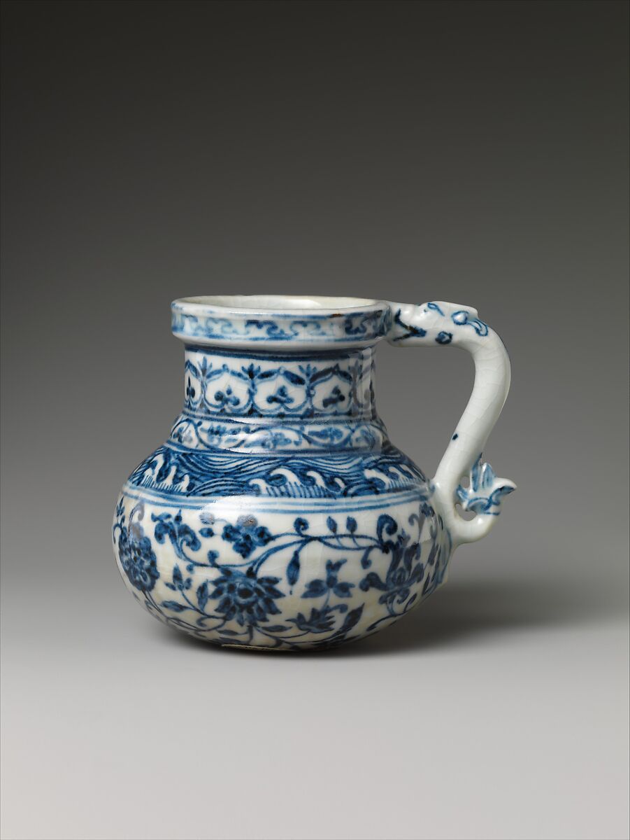 Tankard with Peony Scroll, Porcelain painted with cobalt blue under transparent glaze (Jingdezhen ware), China 