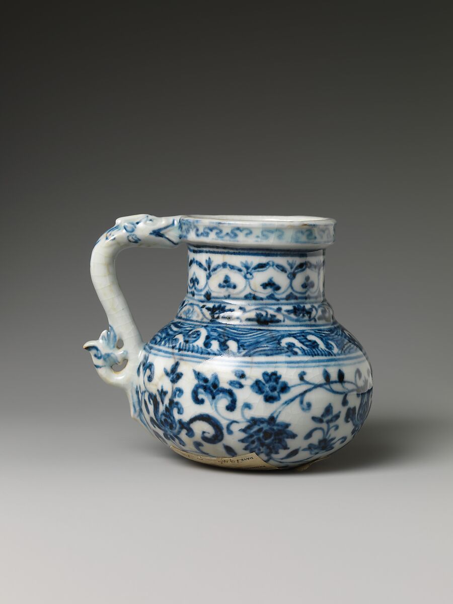 Tankard with Peony Scroll, Porcelain painted with cobalt blue under transparent glaze (Jingdezhen ware), China