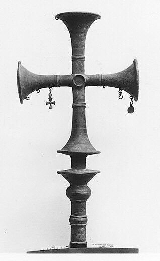 Processional Cross with Hanging Ornaments, Bronze