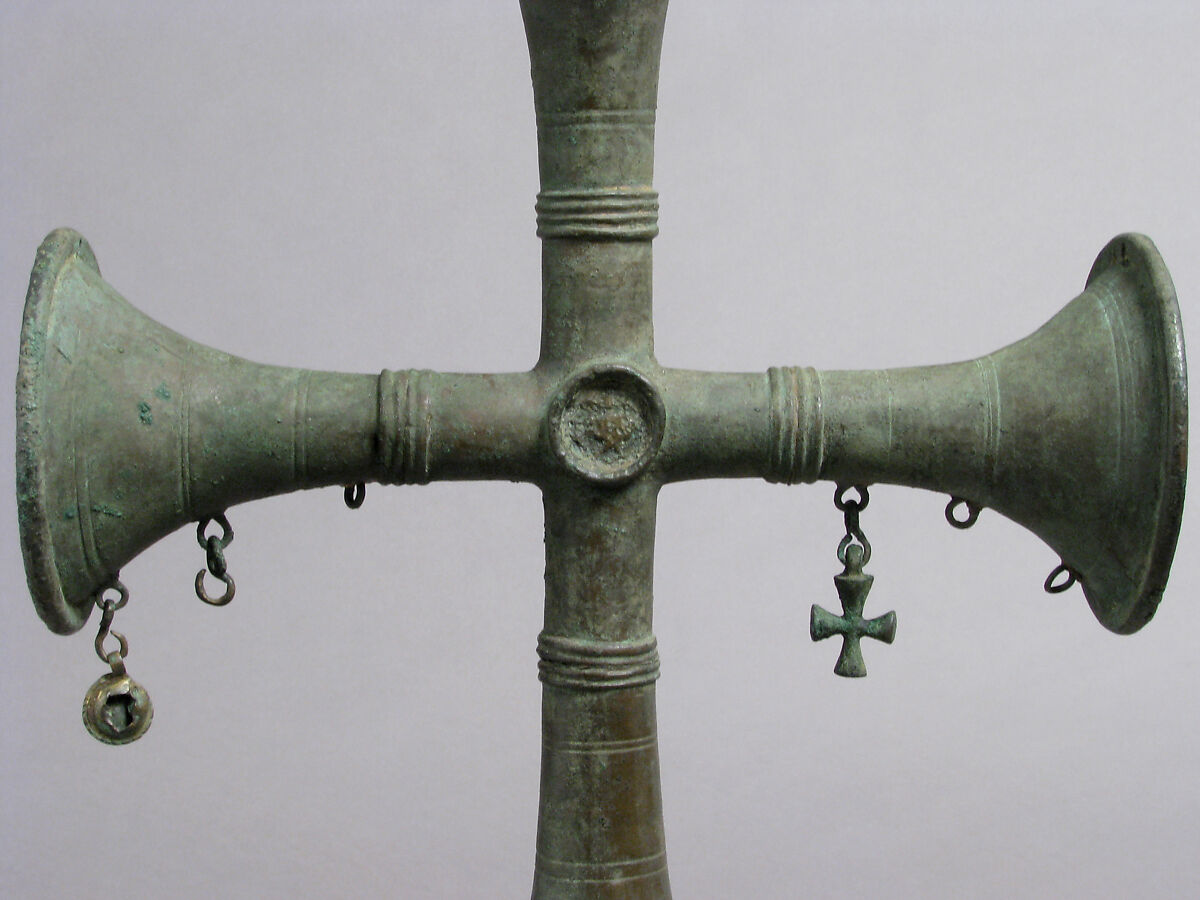 Processional Cross with Hanging Ornaments, Bronze