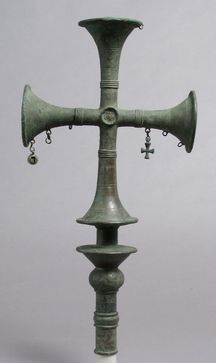 Processional Cross with Hanging Ornaments, Bronze