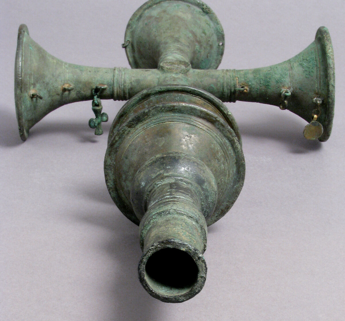 Processional Cross with Hanging Ornaments, Bronze