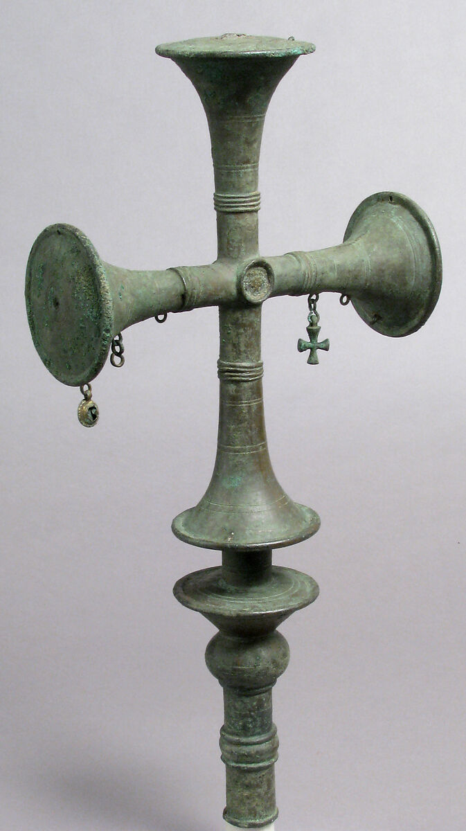 Processional Cross with Hanging Ornaments, Bronze