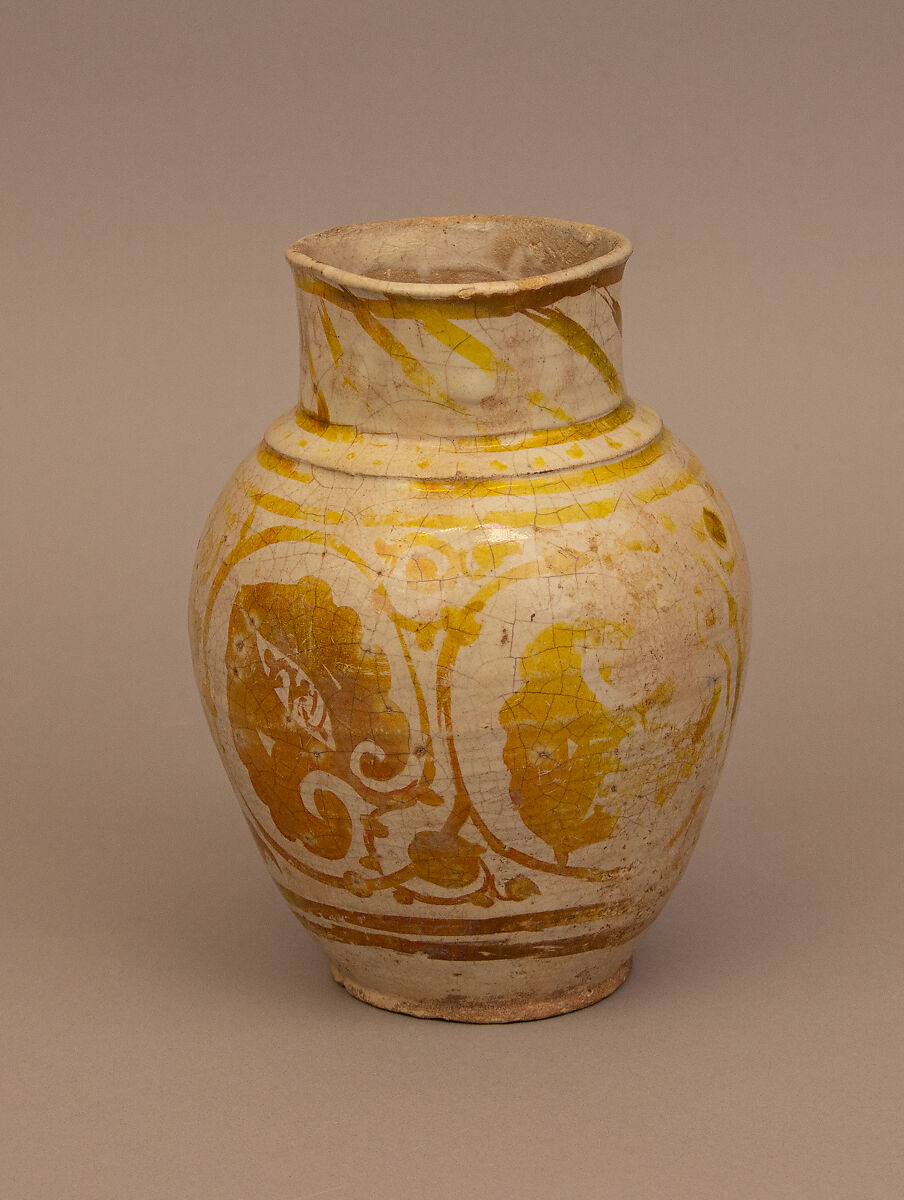 Vase, Earthenware; glazed and luster-painted 