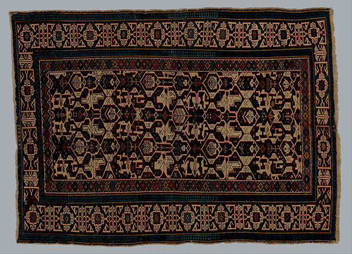 Kufesque-Border Lattice Shirvan Rug