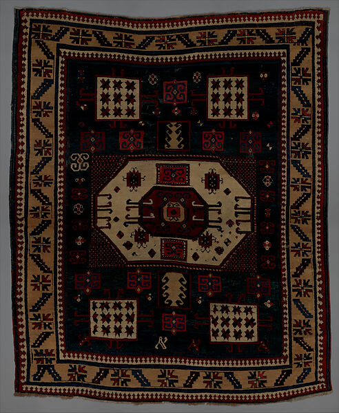 "Karachov" Kazak Carpet, Wool (warp, weft, and pile); symmetrically knotted pile 