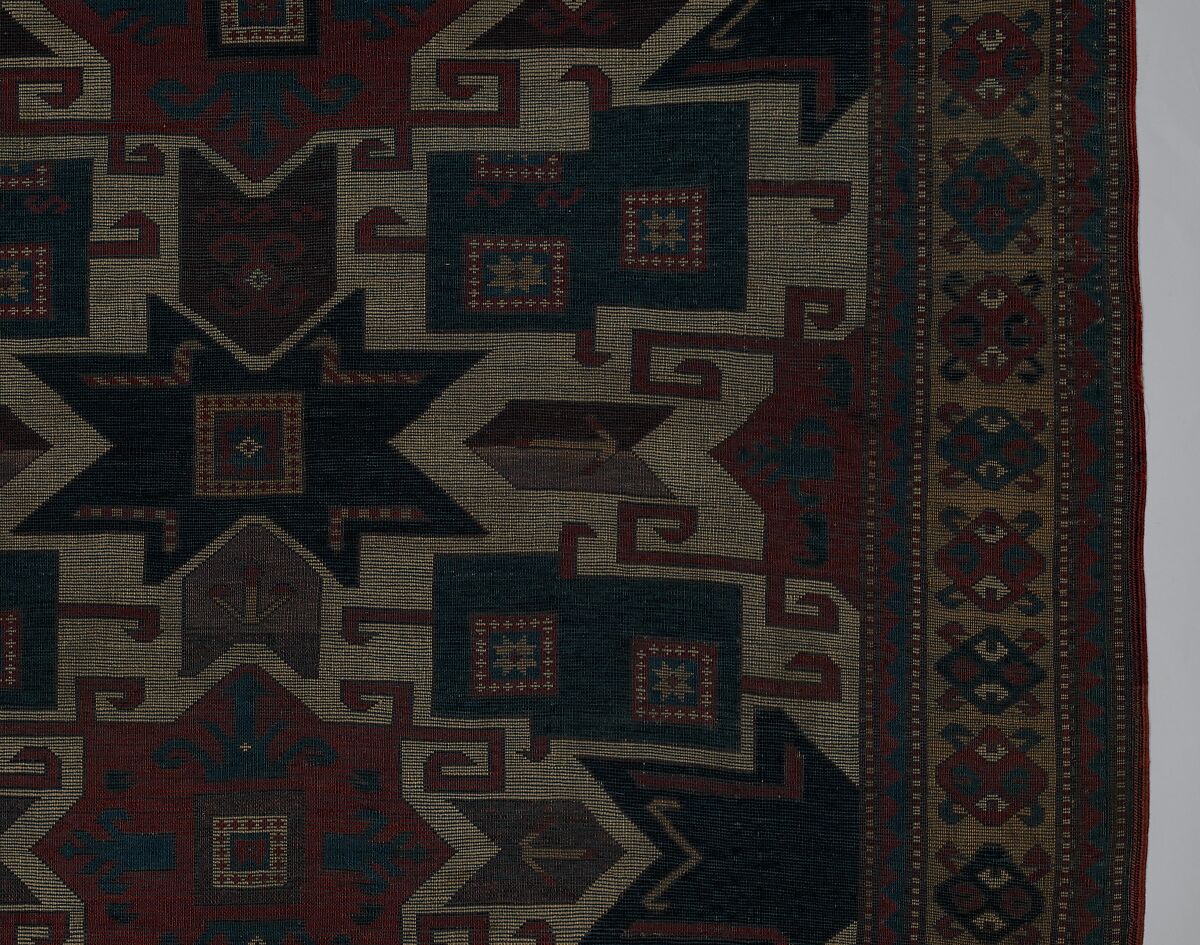 Star Kazak Carpet, Wool (warp, weft, and pile); symmetrically knotted pile
