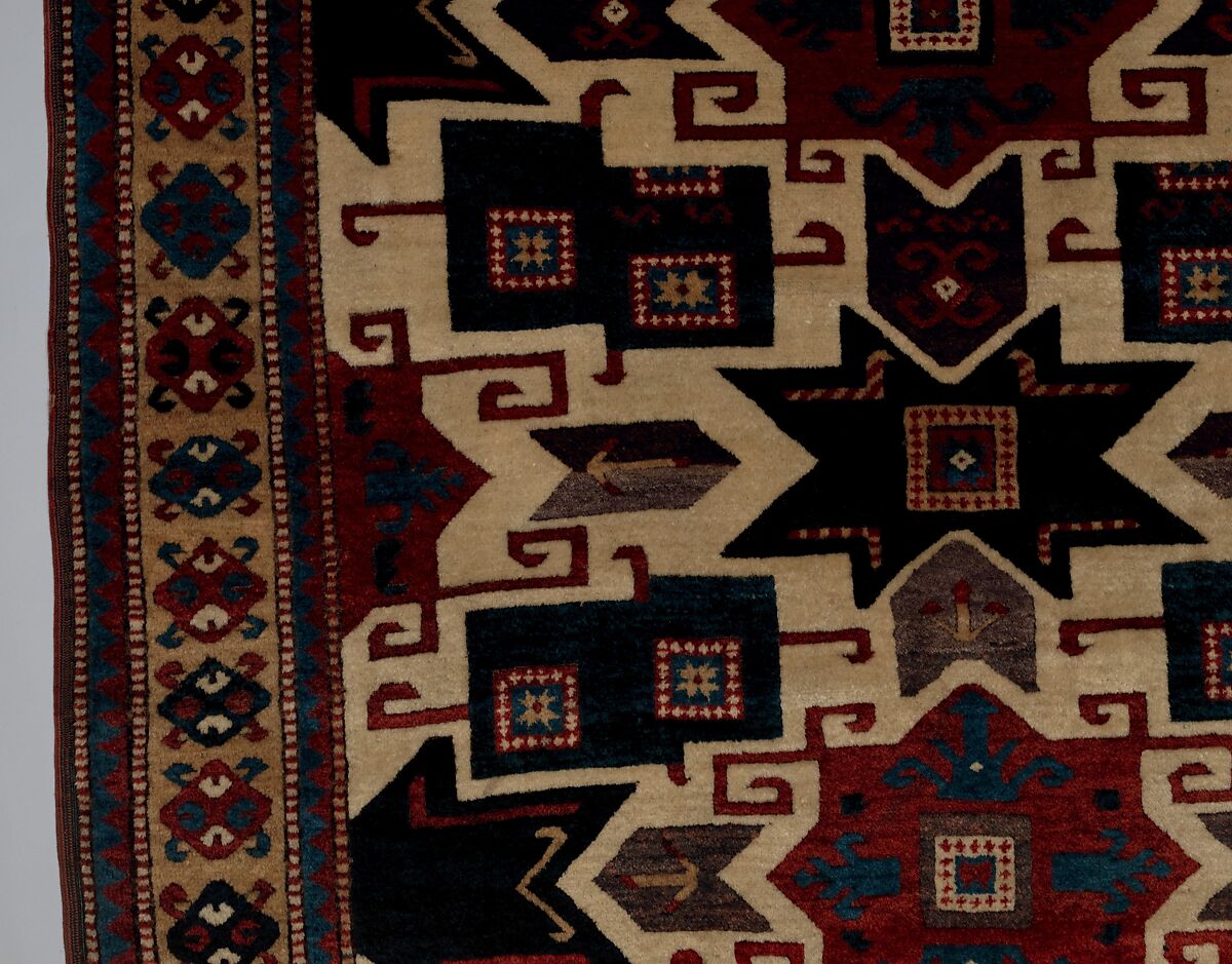 Star Kazak Carpet, Wool (warp, weft, and pile); symmetrically knotted pile