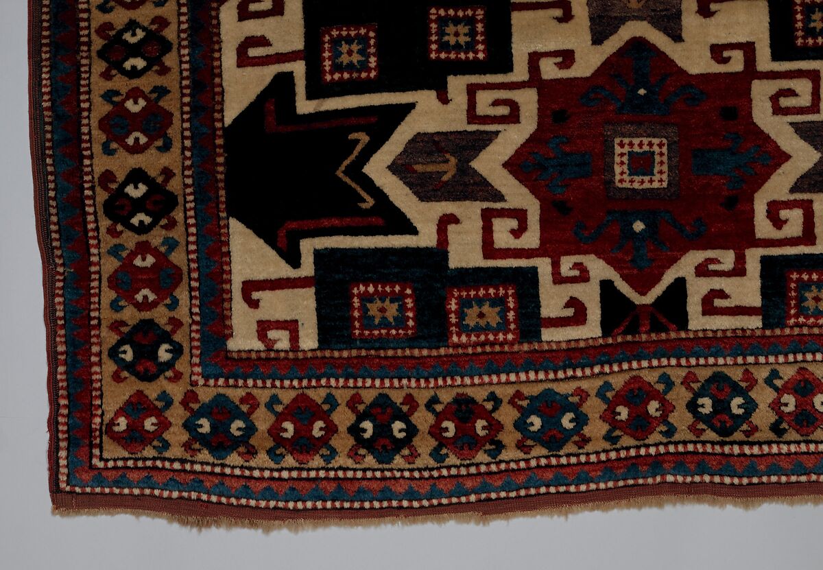 Star Kazak Carpet, Wool (warp, weft, and pile); symmetrically knotted pile
