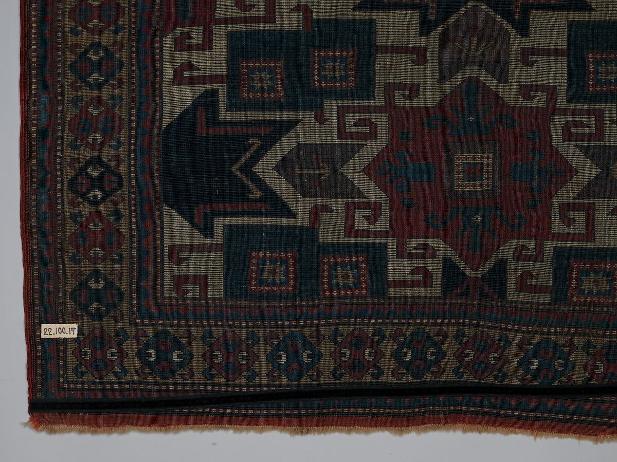 Star Kazak Carpet, Wool (warp, weft, and pile); symmetrically knotted pile
