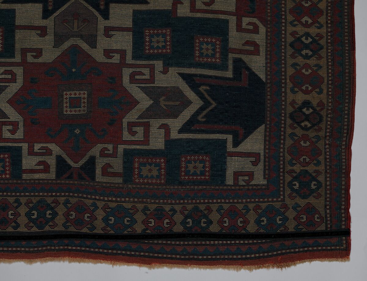Star Kazak Carpet, Wool (warp, weft, and pile); symmetrically knotted pile