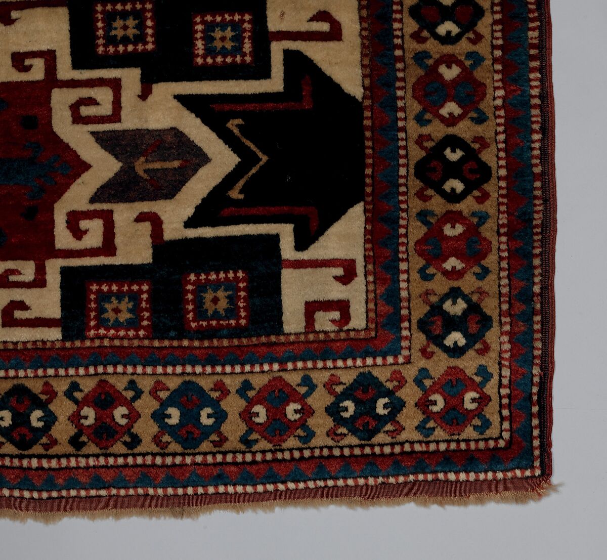 Star Kazak Carpet, Wool (warp, weft, and pile); symmetrically knotted pile