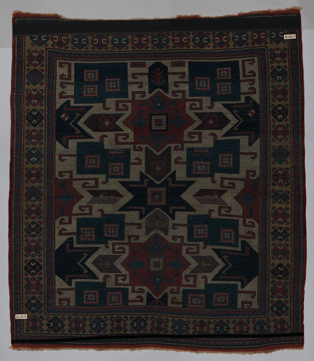 Star Kazak Carpet, Wool (warp, weft, and pile); symmetrically knotted pile