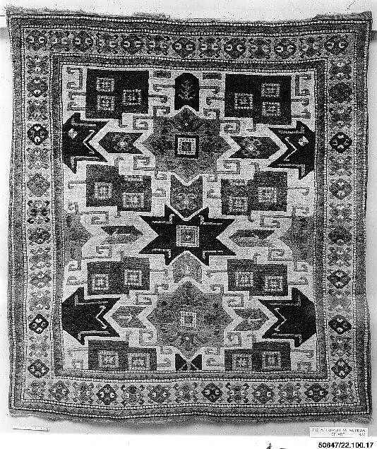 Star Kazak Carpet, Wool (warp, weft, and pile); symmetrically knotted pile