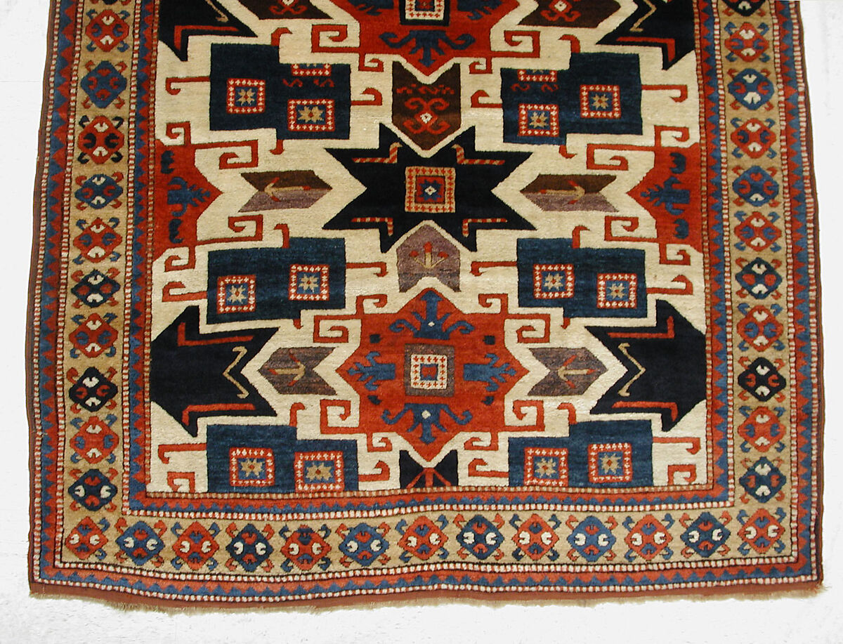 Star Kazak Carpet, Wool (warp, weft, and pile); symmetrically knotted pile