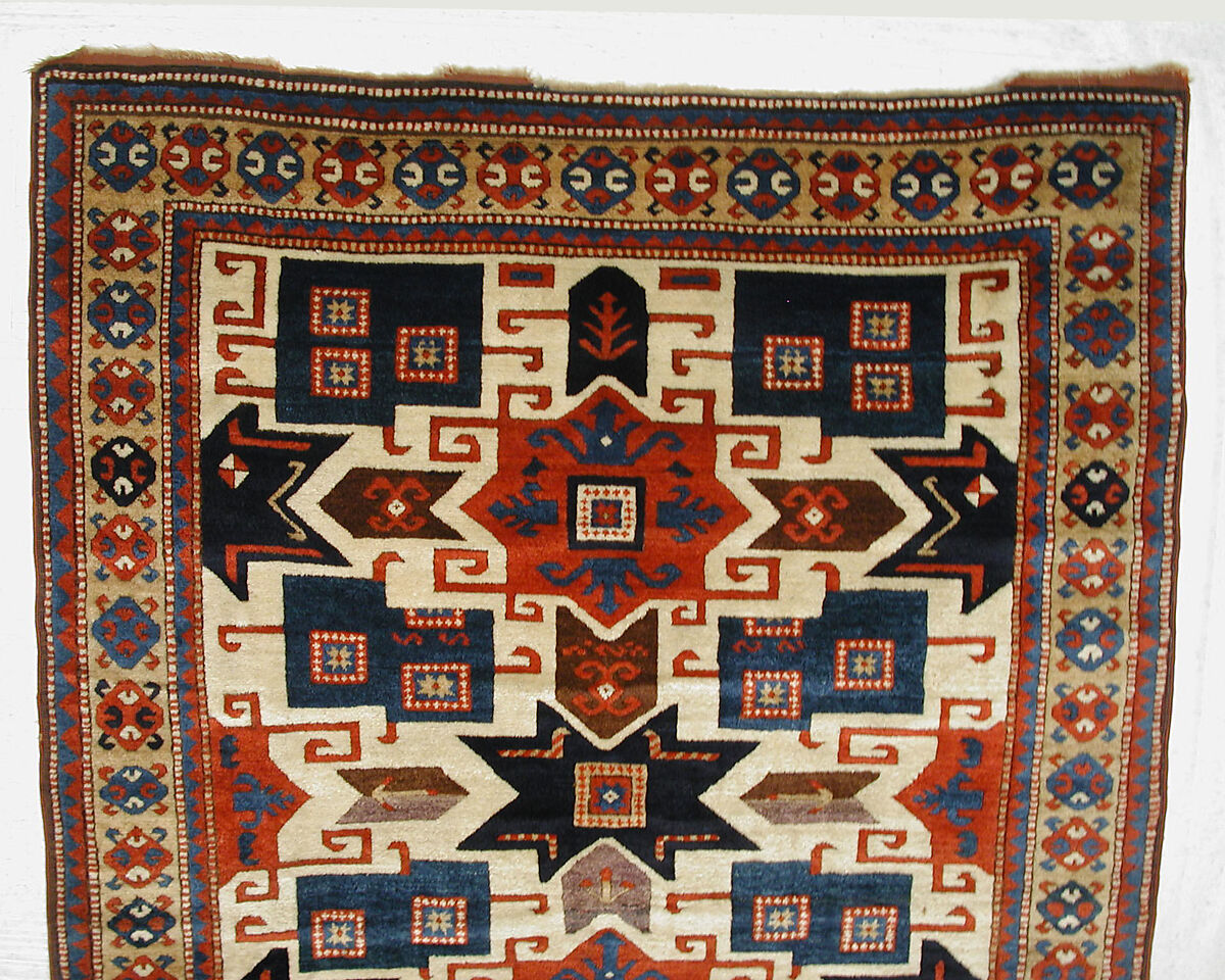 Star Kazak Carpet, Wool (warp, weft, and pile); symmetrically knotted pile