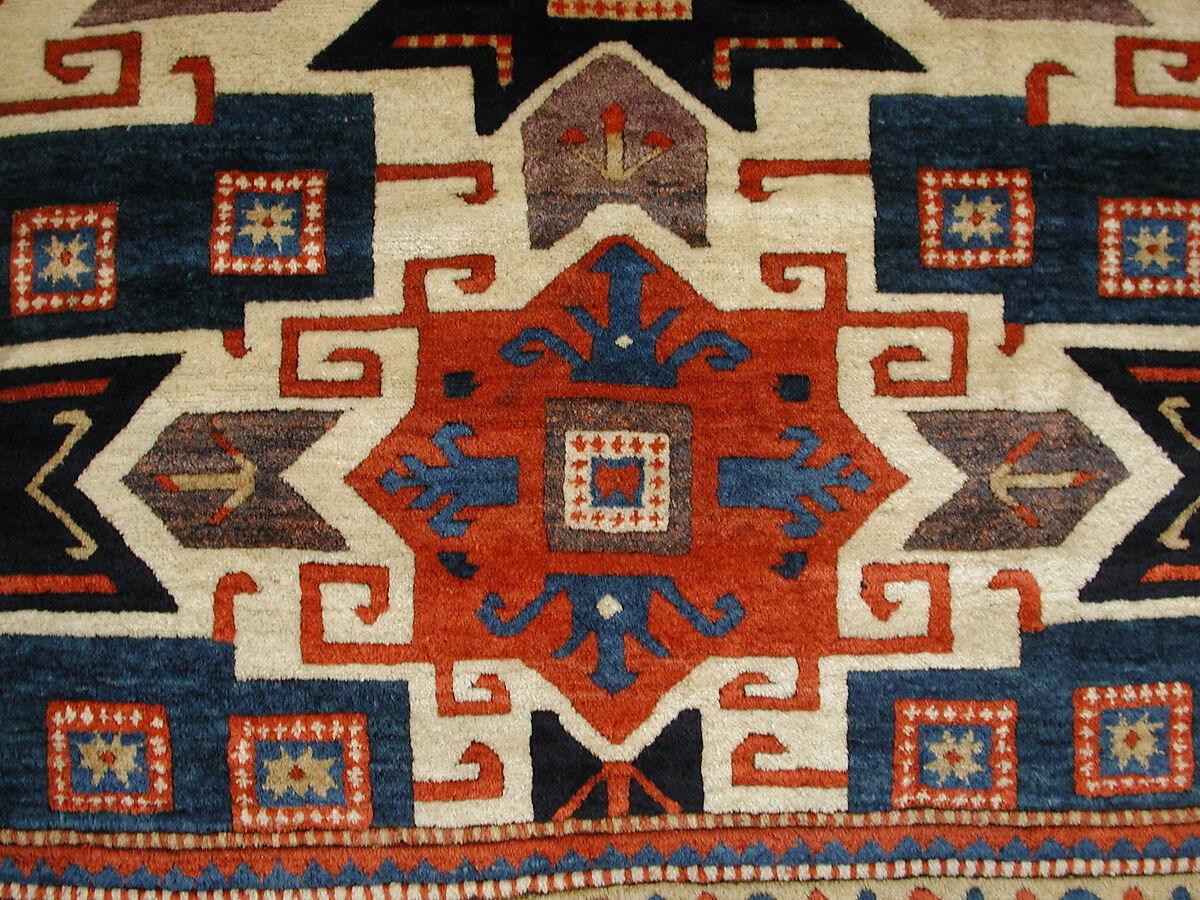 Star Kazak Carpet, Wool (warp, weft, and pile); symmetrically knotted pile