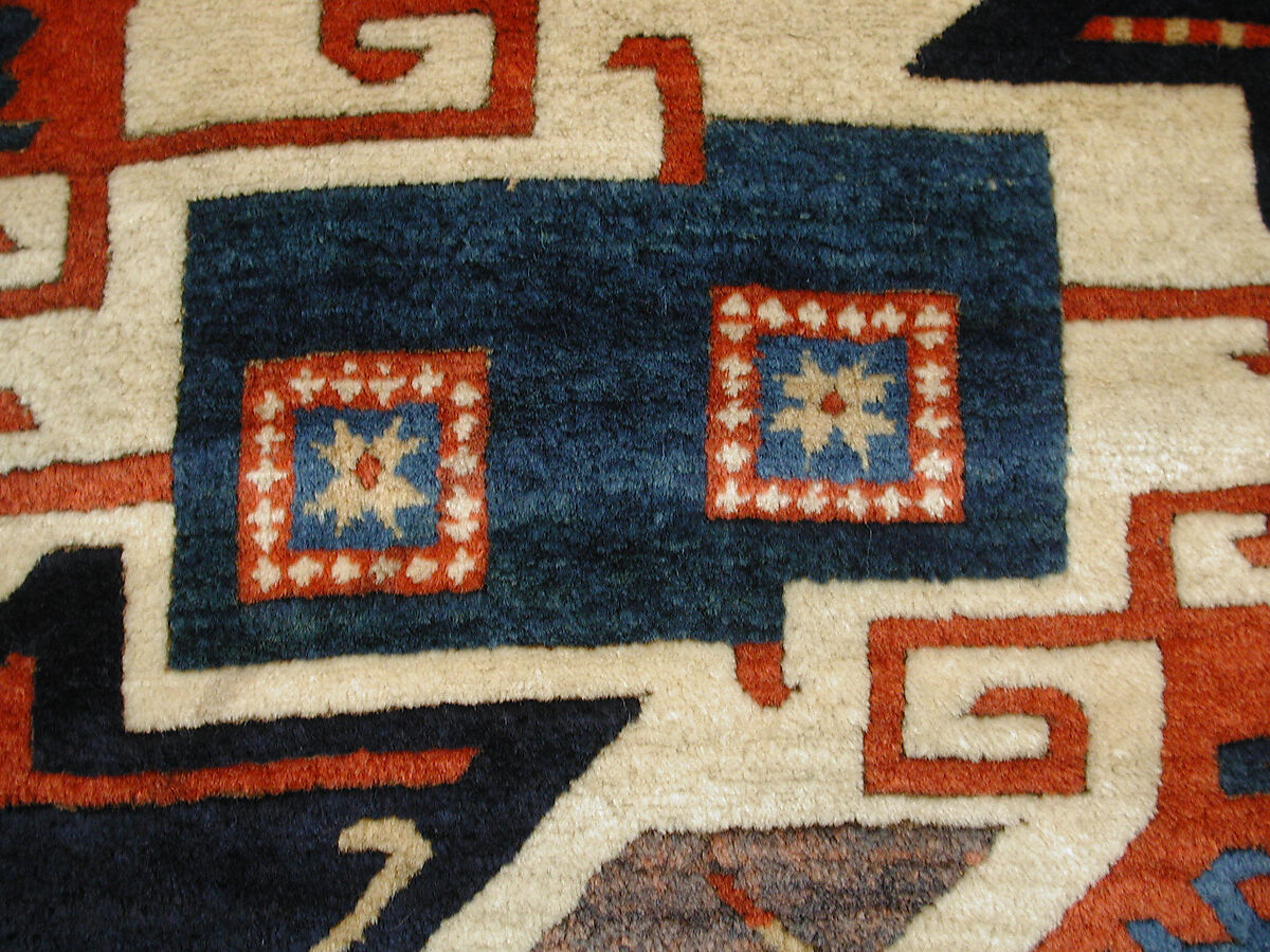 Star Kazak Carpet, Wool (warp, weft, and pile); symmetrically knotted pile