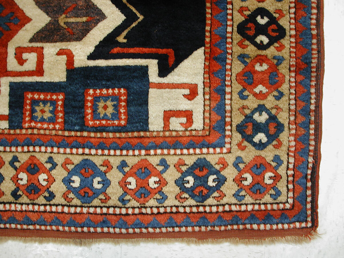 Star Kazak Carpet, Wool (warp, weft, and pile); symmetrically knotted pile