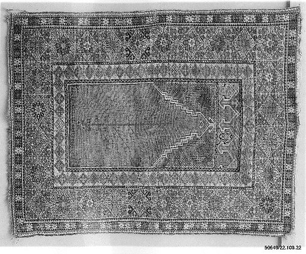 Prayer Rug with Niche Design, Wool (warp, weft, and pile); symmetrically knotted pile