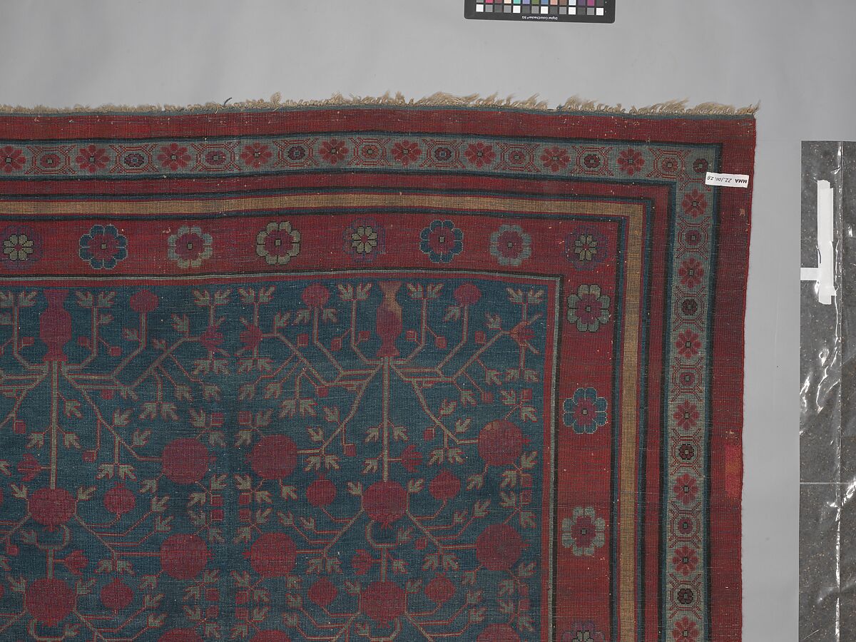 Carpet, Cotton (warp and weft) silk (pile); asymmetrically knotted pile