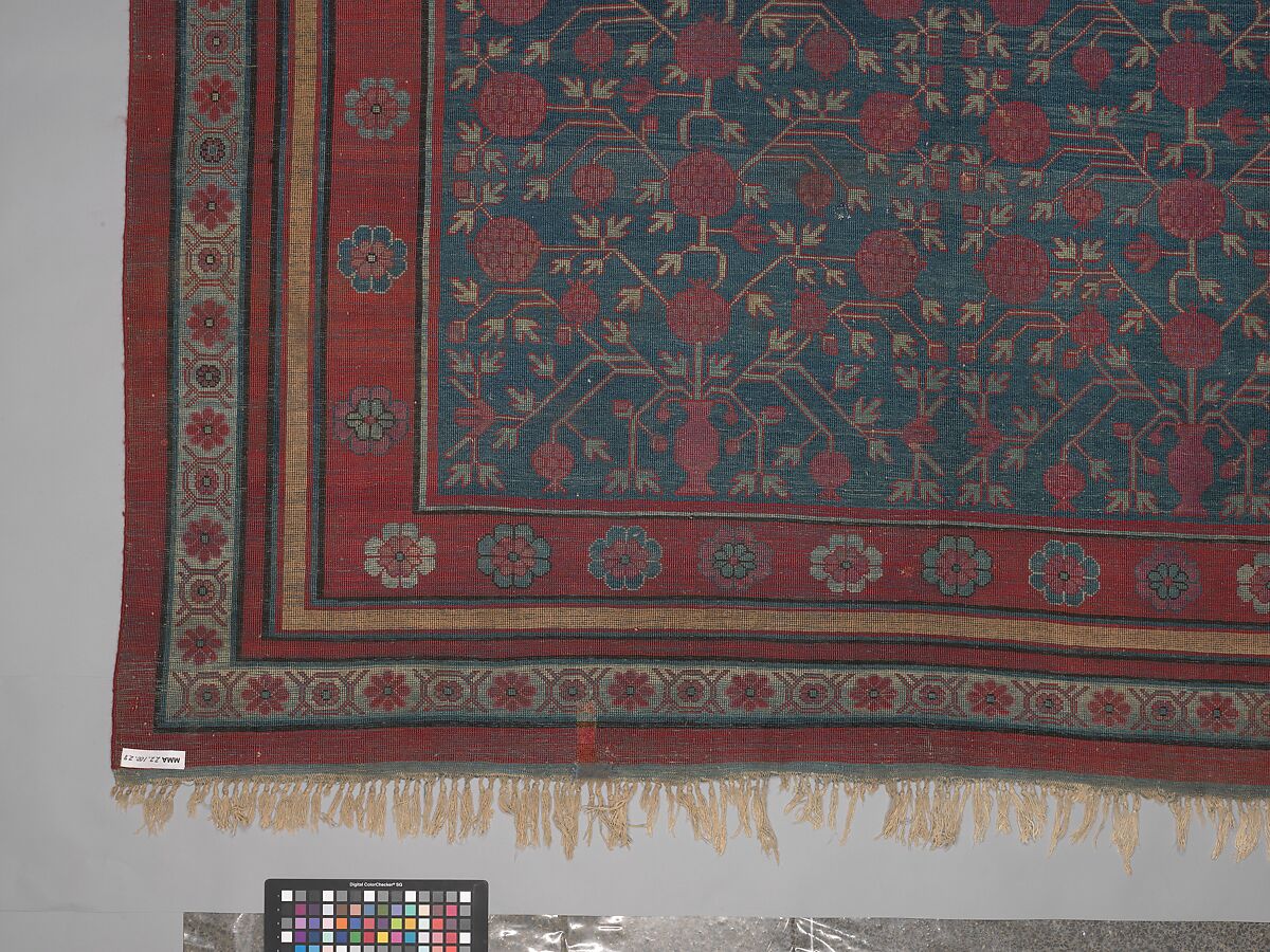 Carpet, Cotton (warp and weft) silk (pile); asymmetrically knotted pile