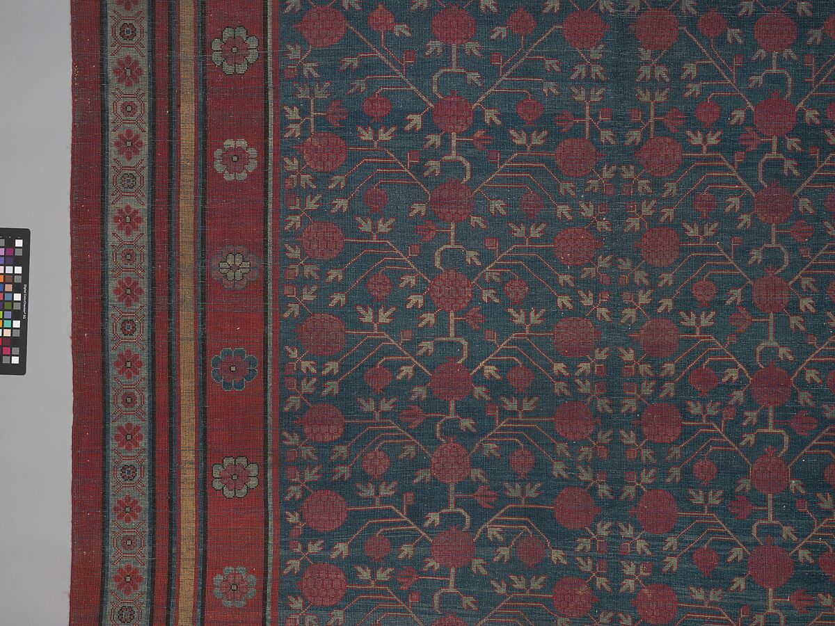 Carpet, Cotton (warp and weft) silk (pile); asymmetrically knotted pile