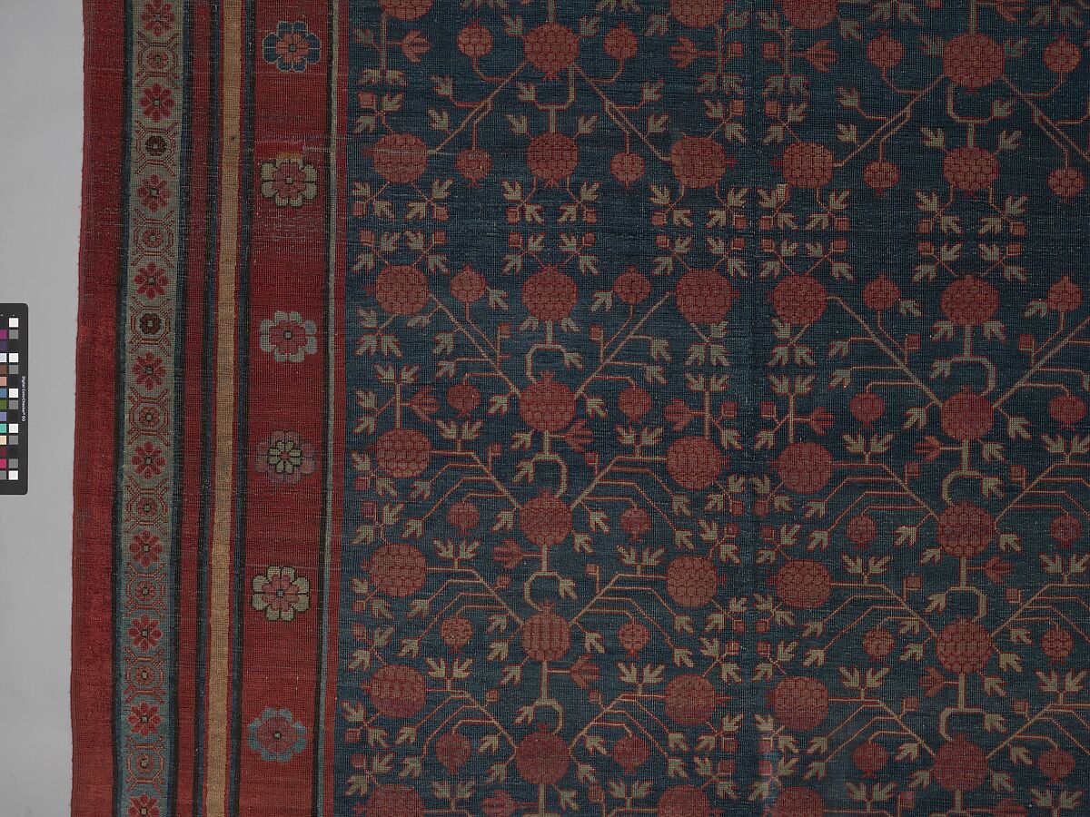 Carpet, Cotton (warp and weft) silk (pile); asymmetrically knotted pile