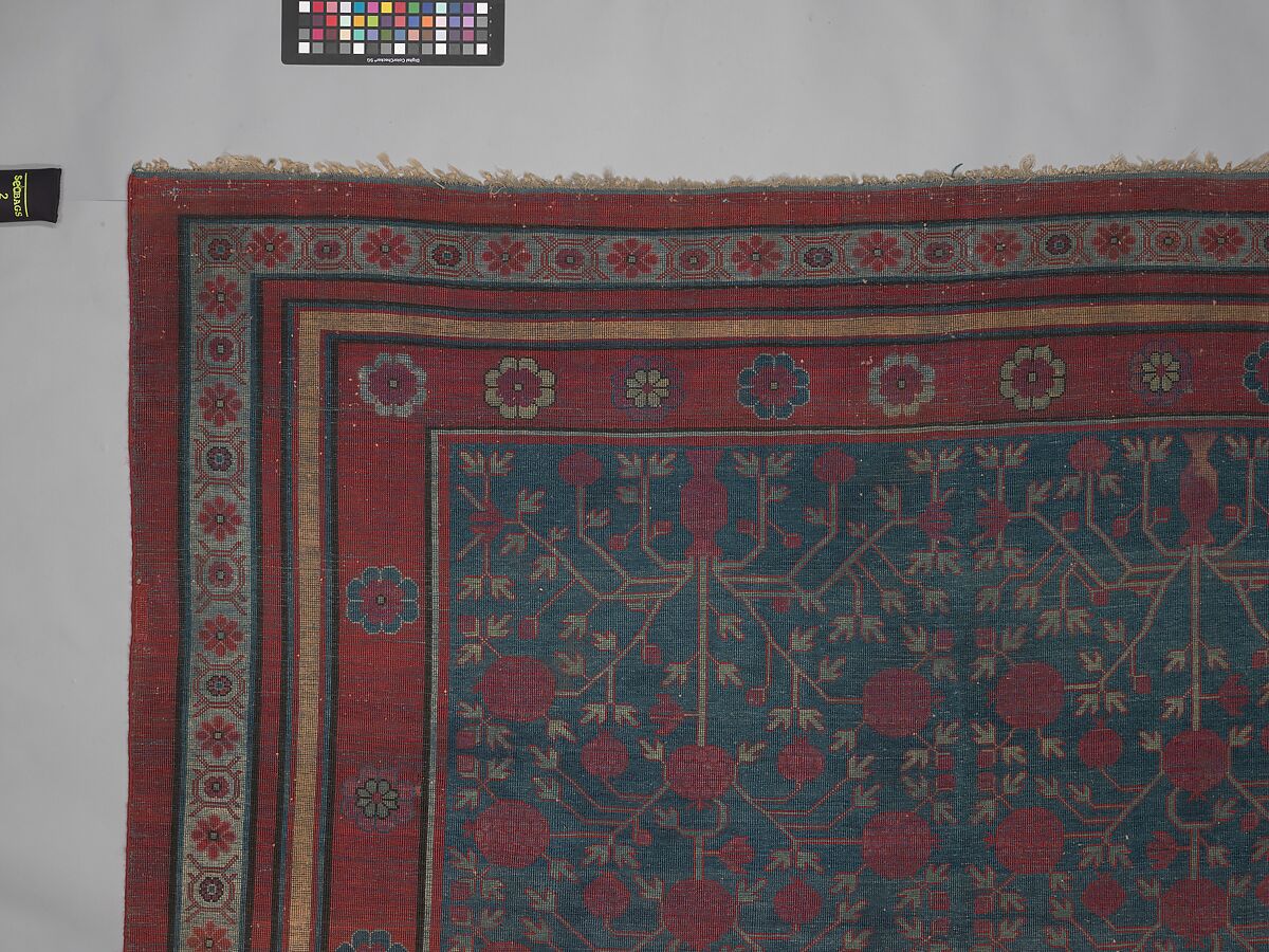 Carpet, Cotton (warp and weft) silk (pile); asymmetrically knotted pile