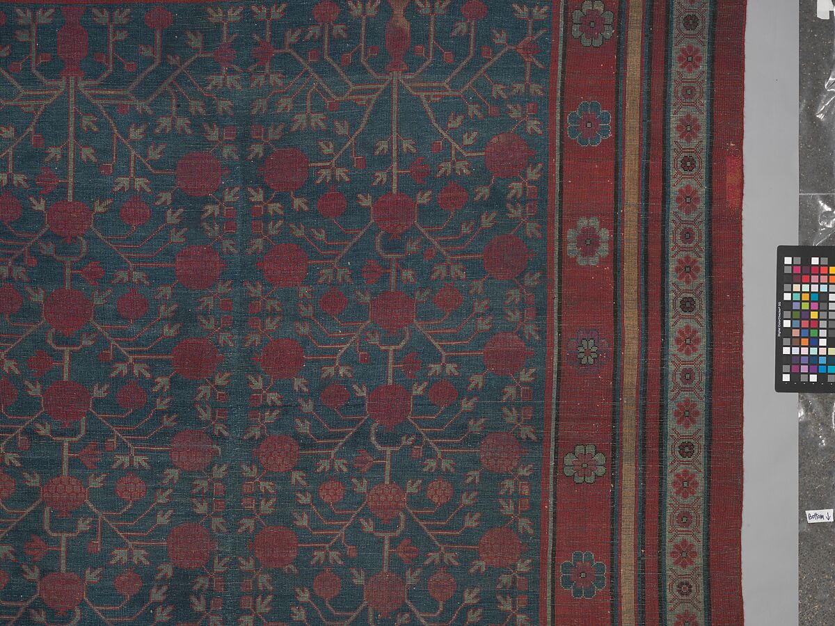 Carpet, Cotton (warp and weft) silk (pile); asymmetrically knotted pile