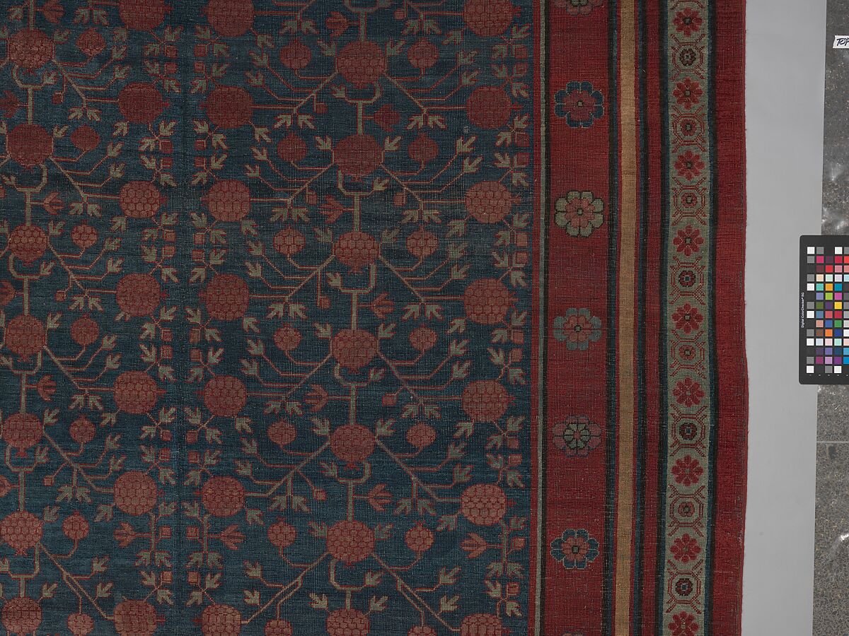 Carpet, Cotton (warp and weft) silk (pile); asymmetrically knotted pile