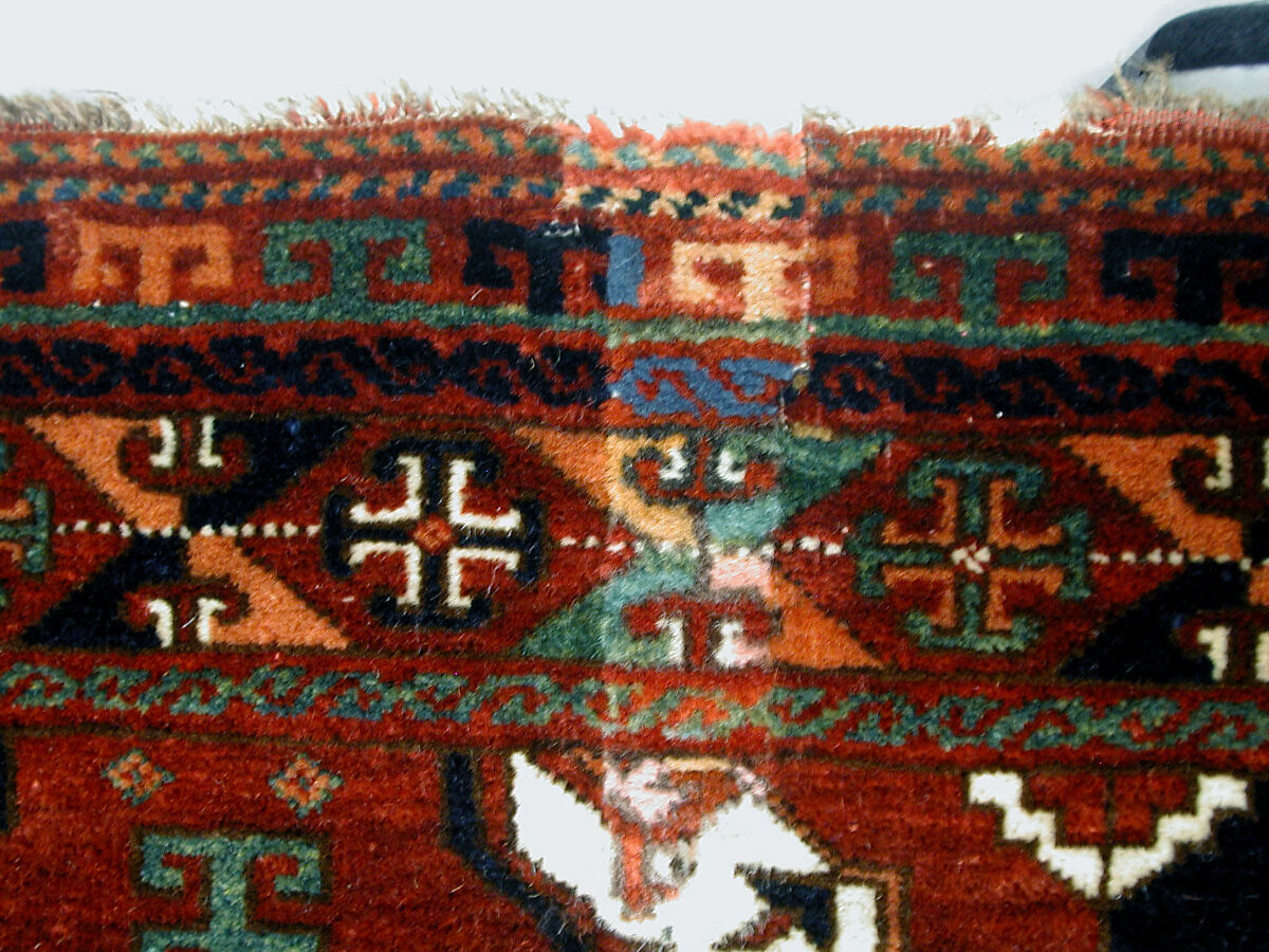 Storage Bag (Chuval) Face, Wool (warp, weft and pile), cotton (weft); asymmetrically knotted pile