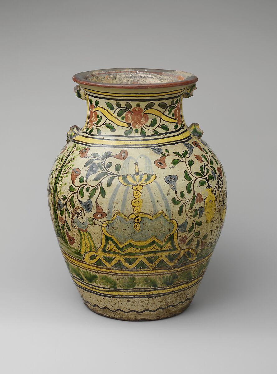 Jar, Tin-glazed earthenware, Mexican