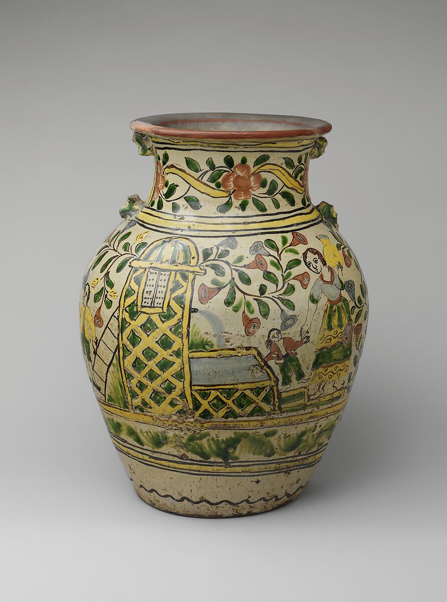 Jar, Tin-glazed earthenware, Mexican 