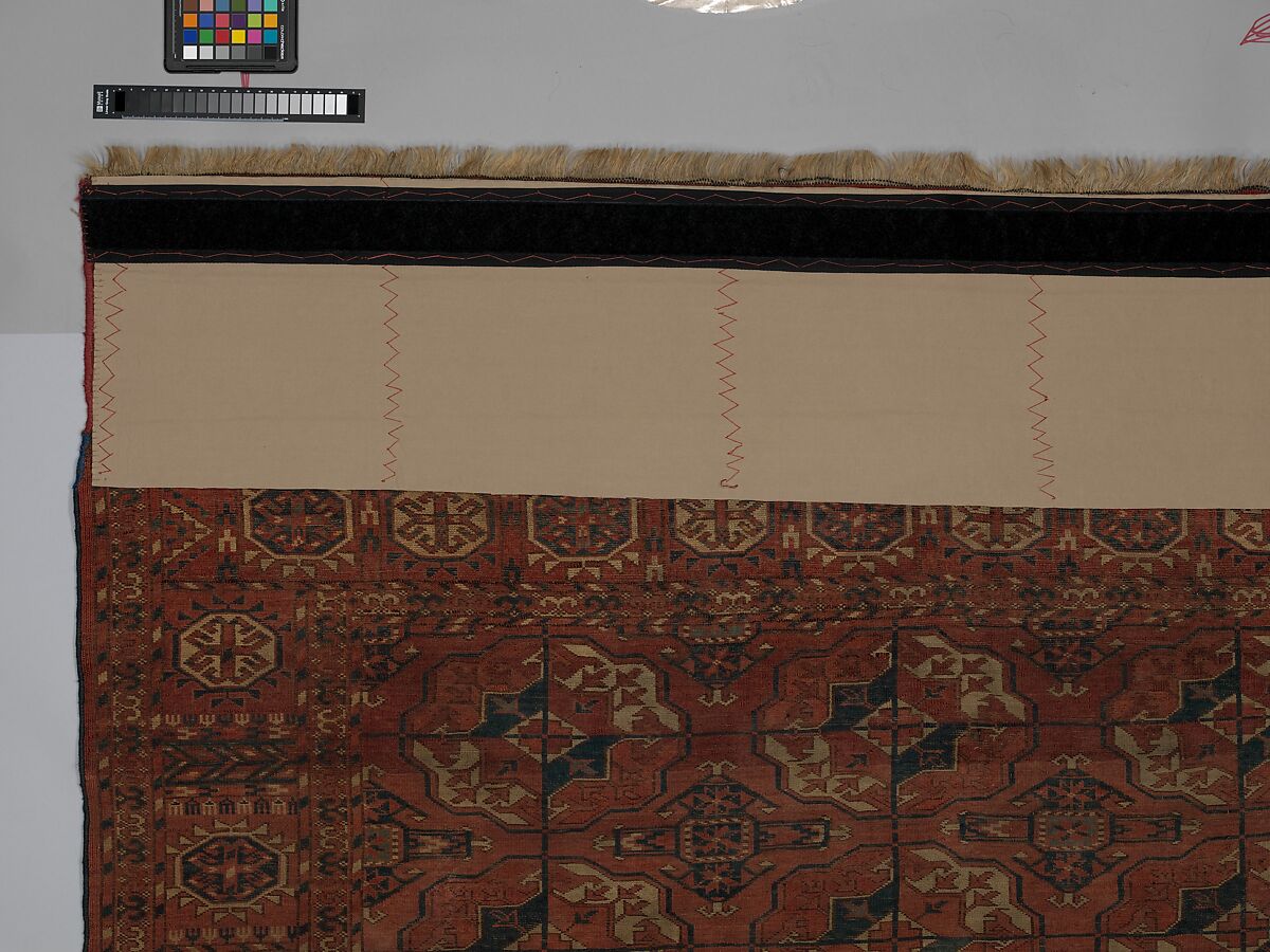 Tekke Main Carpet, Wool (warp), wool (weft and pile); asymmetrically knotted pile