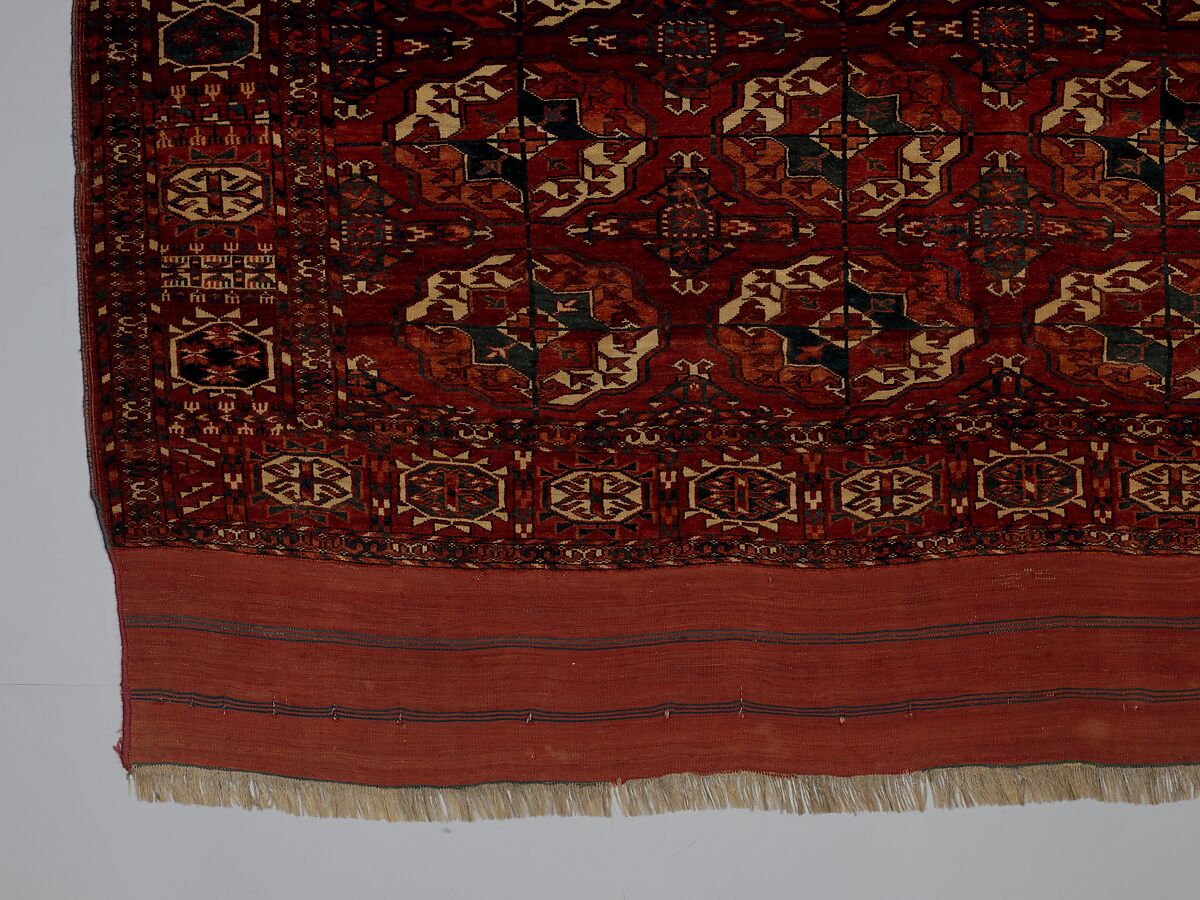 Tekke Main Carpet, Wool (warp), wool (weft and pile); asymmetrically knotted pile