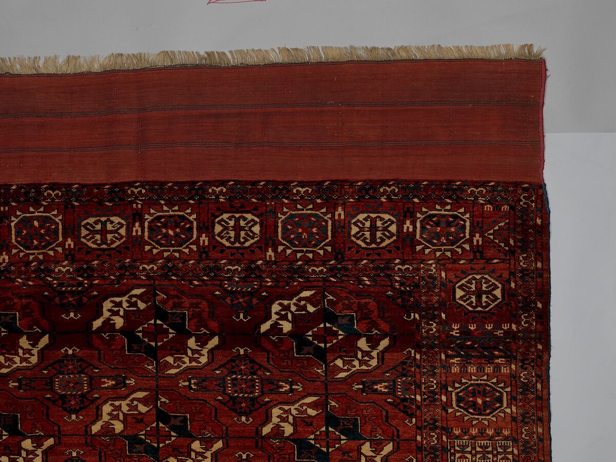 Tekke Main Carpet, Wool (warp), wool (weft and pile); asymmetrically knotted pile