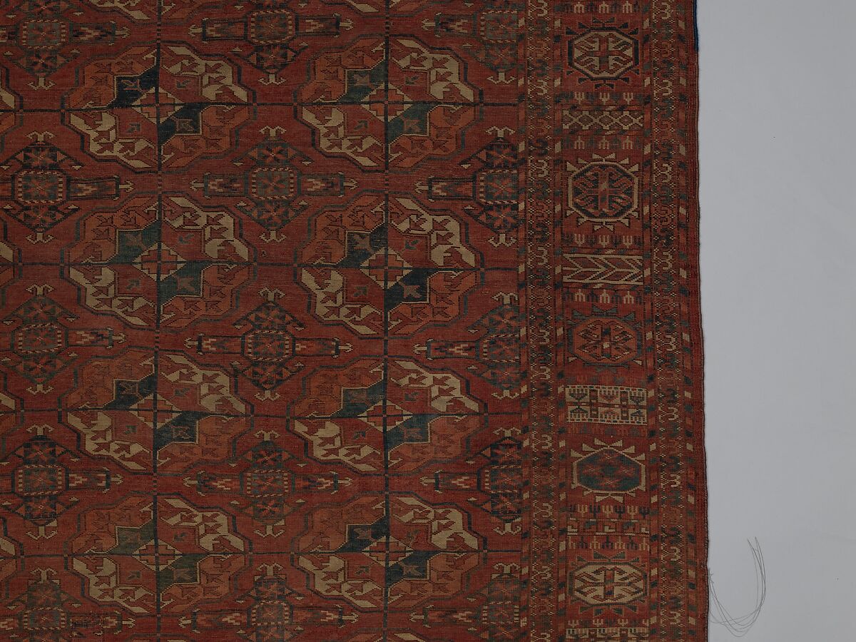 Tekke Main Carpet, Wool (warp), wool (weft and pile); asymmetrically knotted pile