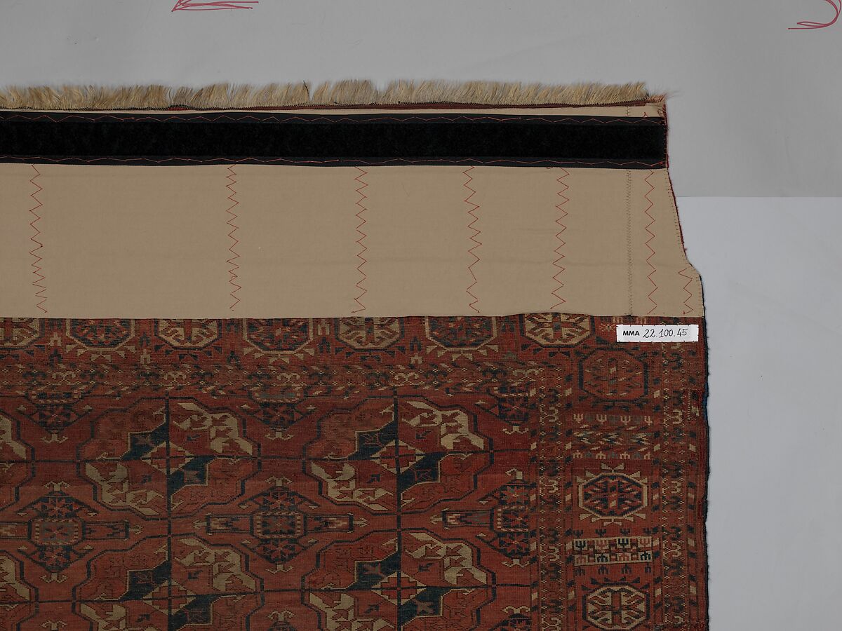 Tekke Main Carpet, Wool (warp), wool (weft and pile); asymmetrically knotted pile