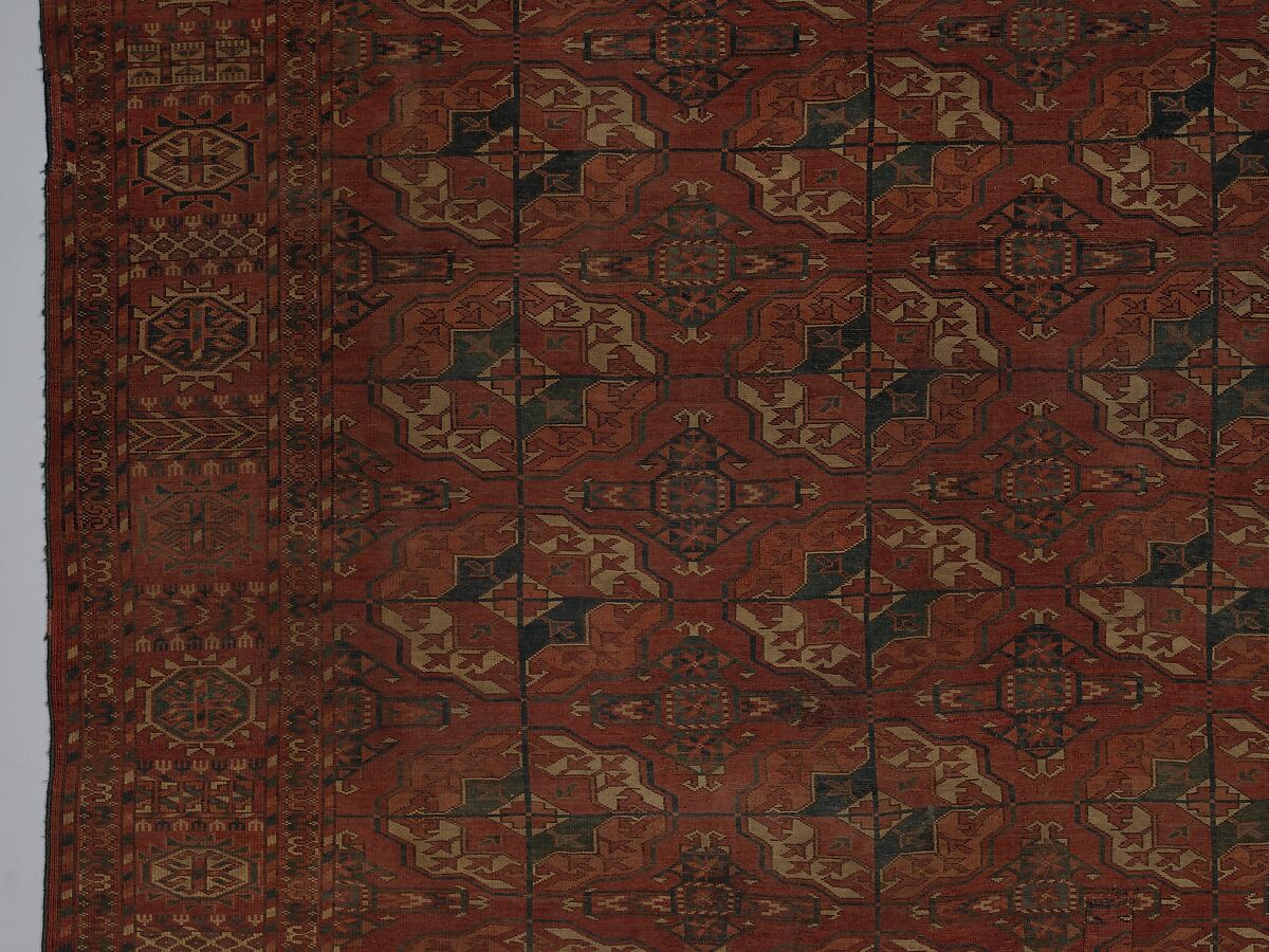 Tekke Main Carpet, Wool (warp), wool (weft and pile); asymmetrically knotted pile