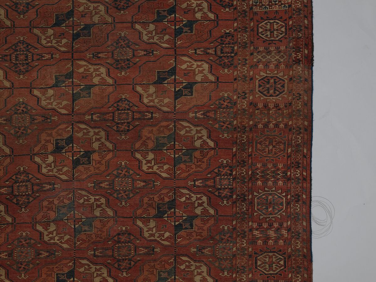 Tekke Main Carpet, Wool (warp), wool (weft and pile); asymmetrically knotted pile