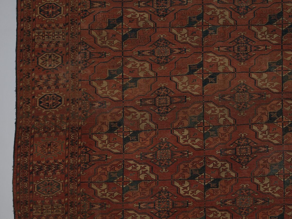 Tekke Main Carpet, Wool (warp), wool (weft and pile); asymmetrically knotted pile