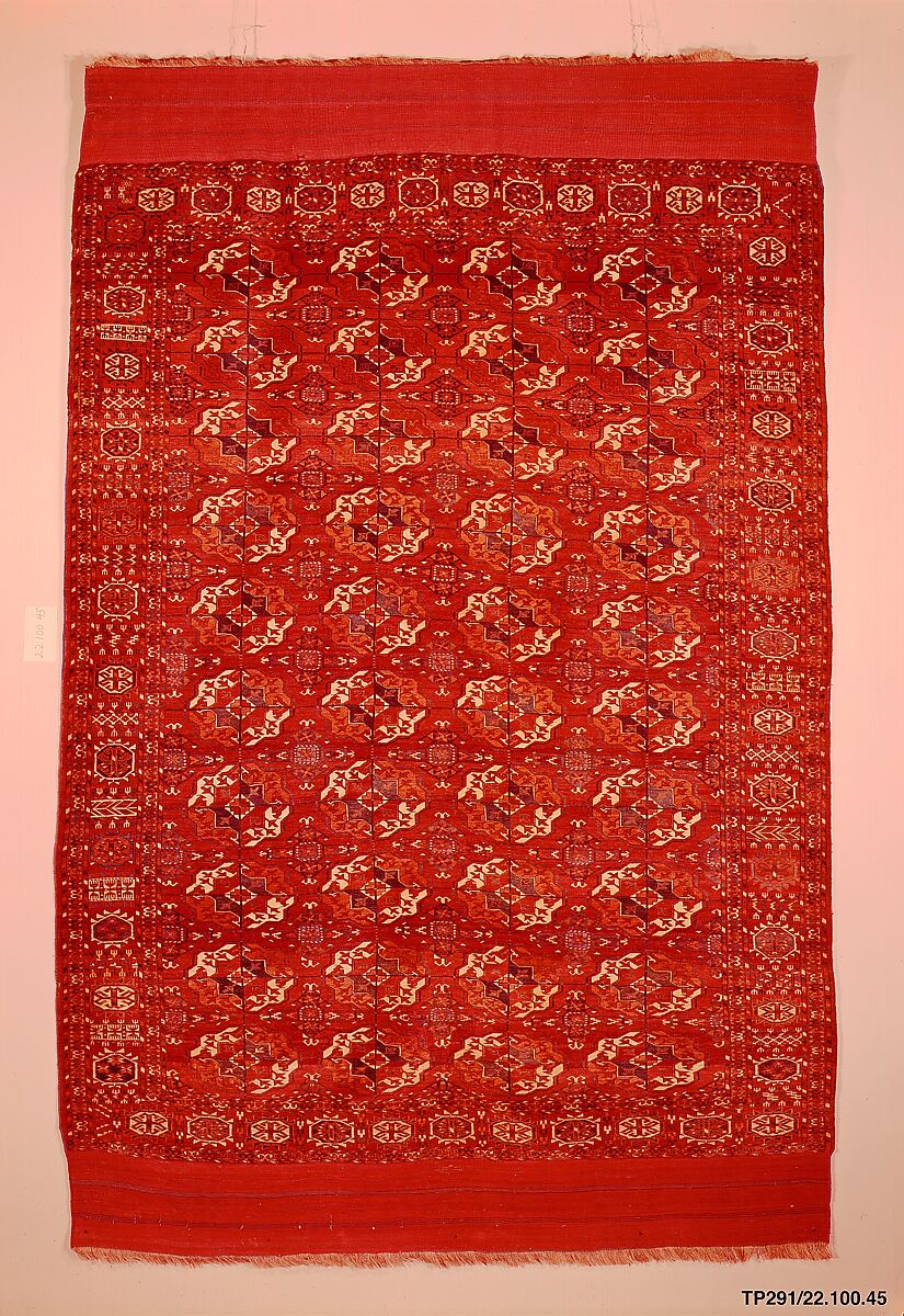 Tekke Main Carpet, Wool (warp), wool (weft and pile); asymmetrically knotted pile
