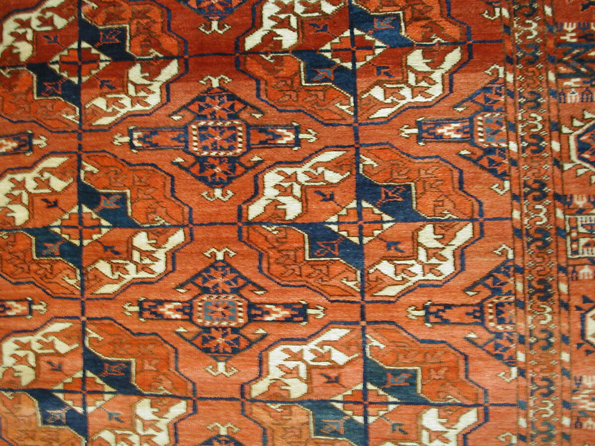 Tekke Main Carpet, Wool (warp), wool (weft and pile); asymmetrically knotted pile