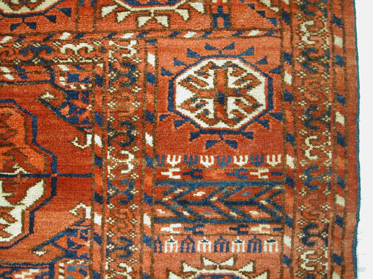 Tekke Main Carpet, Wool (warp), wool (weft and pile); asymmetrically knotted pile